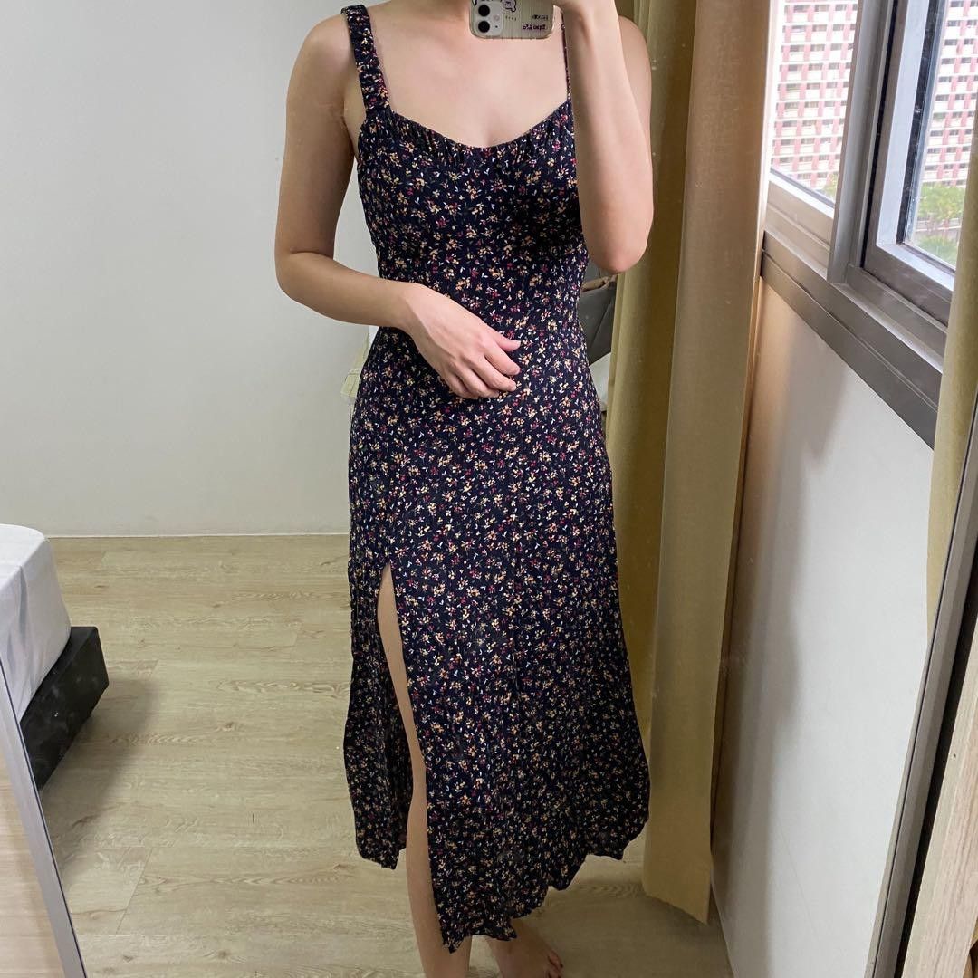 zara floral midi bustier dress, Women's Fashion, Dresses & Sets