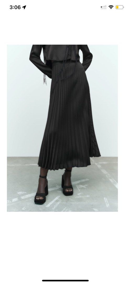zara black pleated maxi skirt