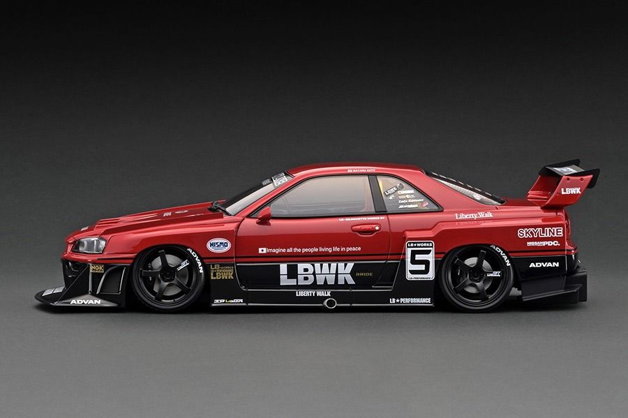 1/18 IG LB-ER34 Super Silhouette SKYLINE Red/Black #5 With Engine ...