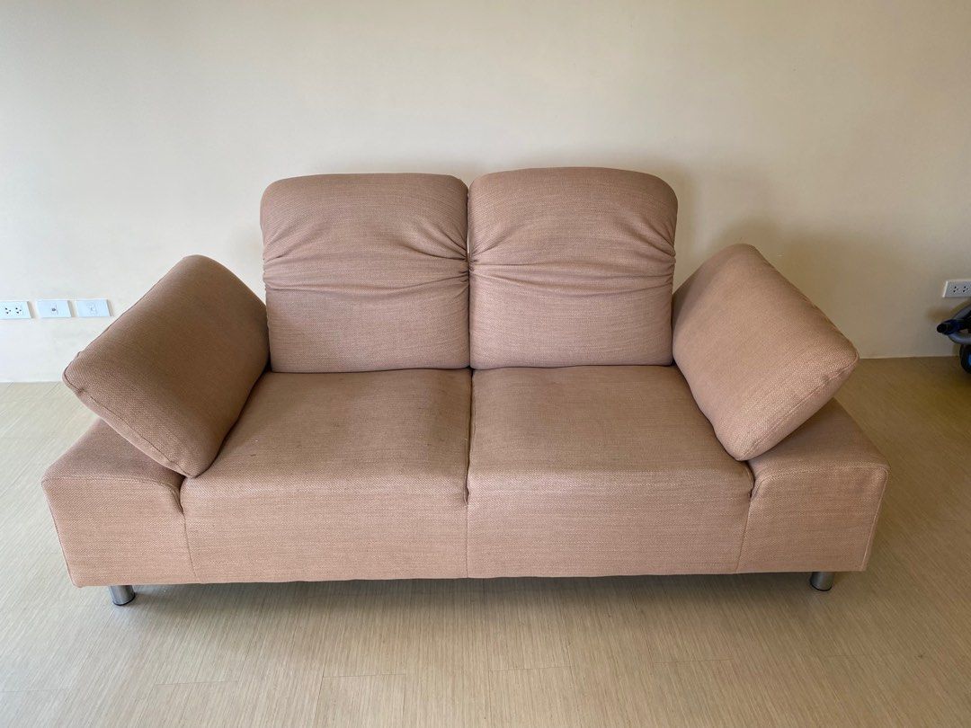 2-3 Seater Sofa (Category: Sofas) located in Taguig. Submitted by jelo80 (Listing ID 1203528864, Image 3). Description: Rush Sale!! Newly upholstered but may need cleaning (because of 2 kids😁). As is where is. All mechanicals working. 10k only. Shipping for buyer. Thank you!.