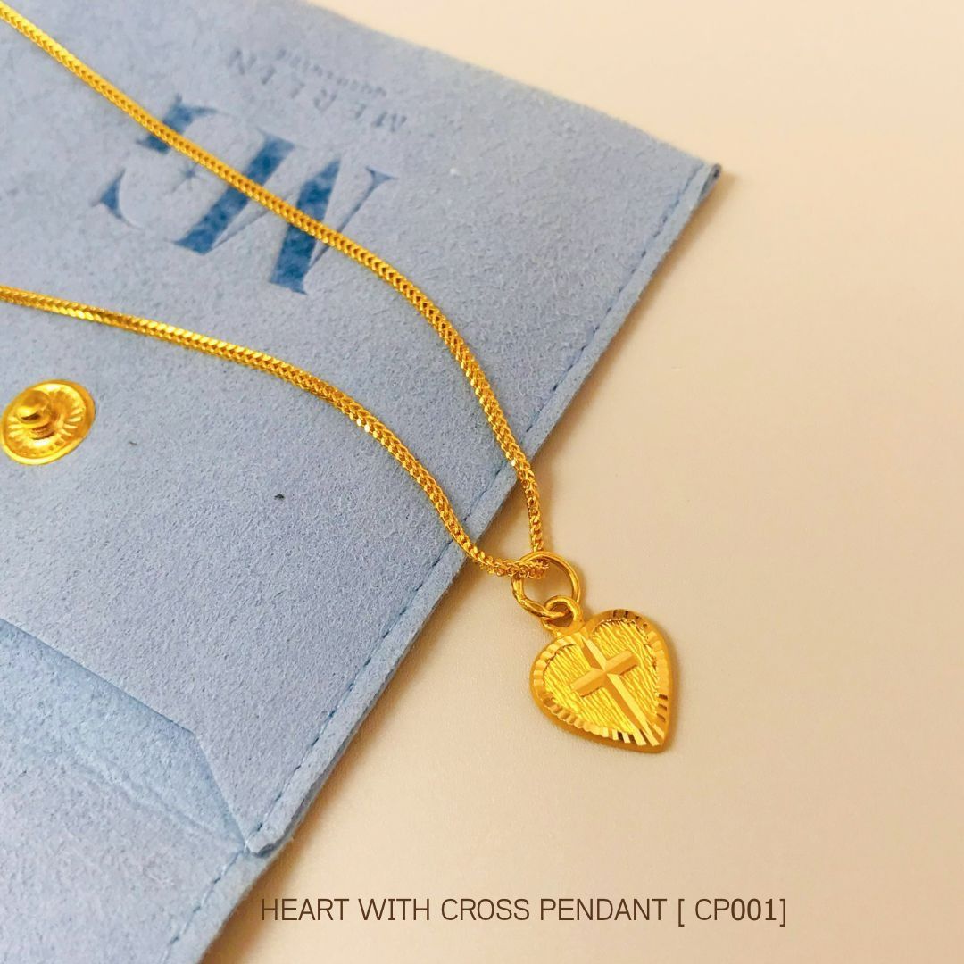 Gold heart on sale cross pendant