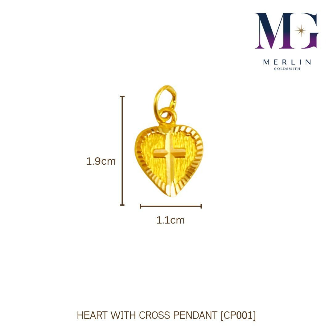 Gold heart clearance cross pendant