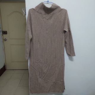 藕粉色 高領 連身裙 連衣裙 洋裝 冬衣