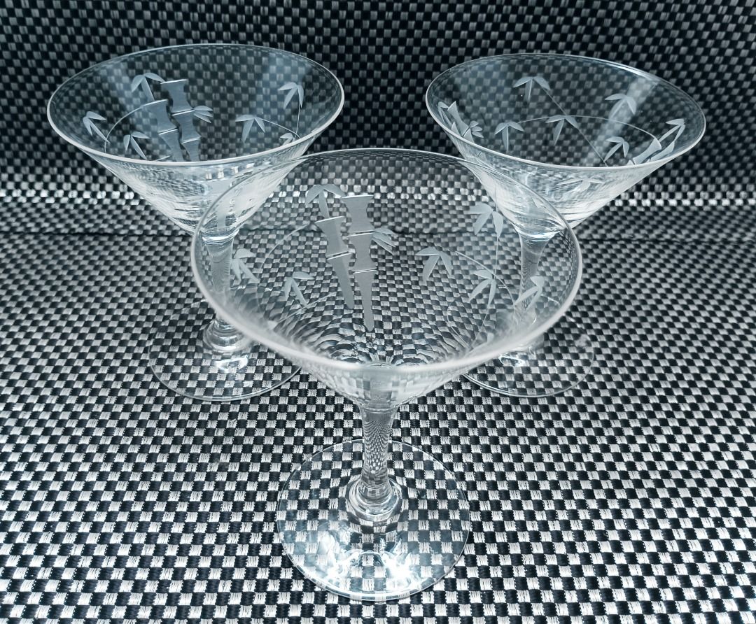 Noritake Etched Bamboo Small Martini Glasses