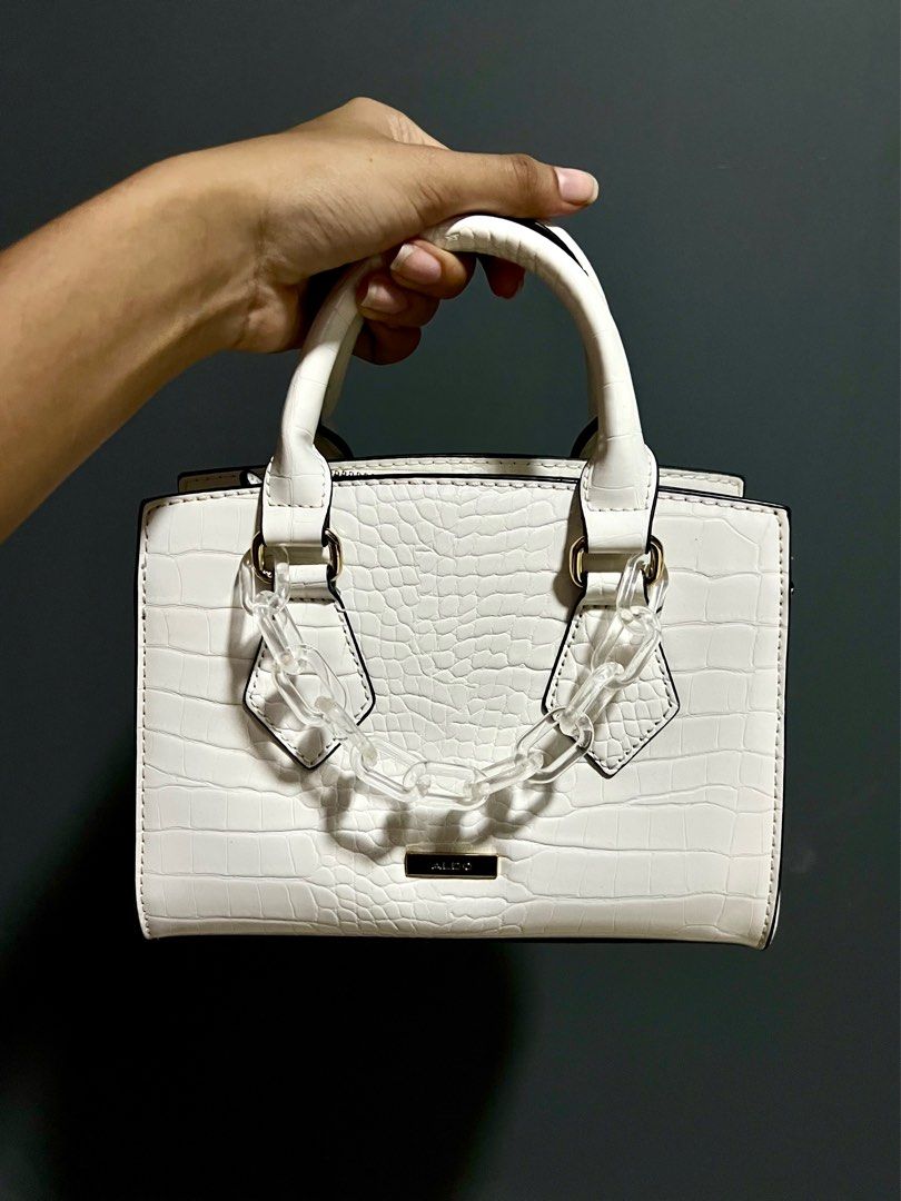 Aldo Crocodile Print White Bag
