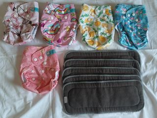 Alva Baby and Unbranded Cloth Diapers with 5-Layer Bamboo Charcoal Insert