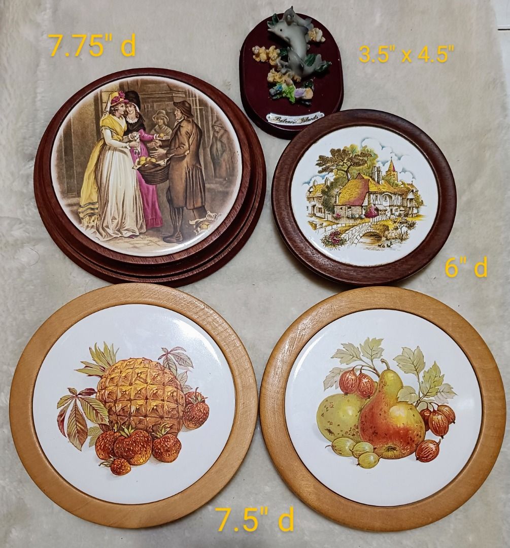 Assorted Vintage Ceramic and Wood Wall Decor (Category: Wall Decor) located in Las Pinas. Submitted by mirlynncurioshop (Listing ID 1203582498, Image 1). Description: Sold as shown in the pictures. P1500 only for the set, no breaking of bundle, fixed price. Shipping fee c/o buyer. Can be shipped cod via LBC or paid via gcash and then picked up by rider..