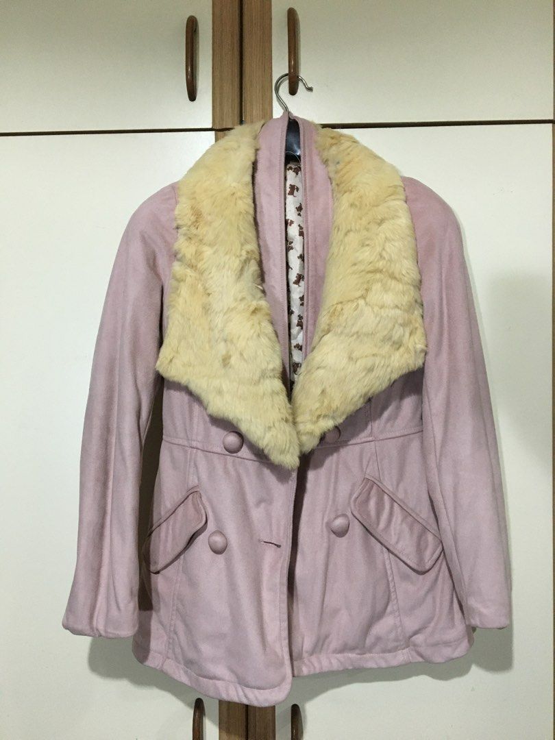 Rabbit fur cheap lined coat