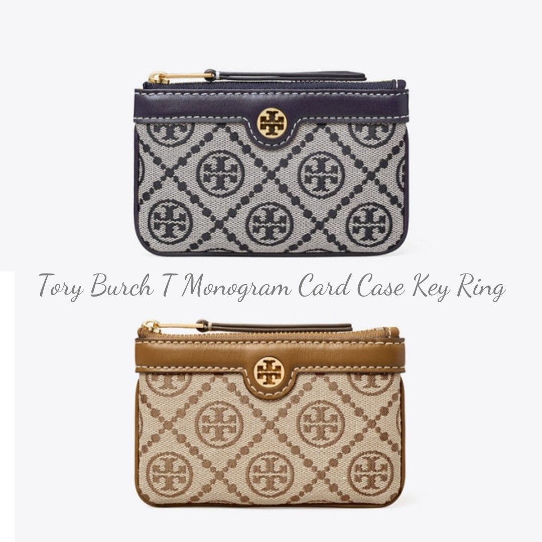 Tory burch monogram discount card case keyring