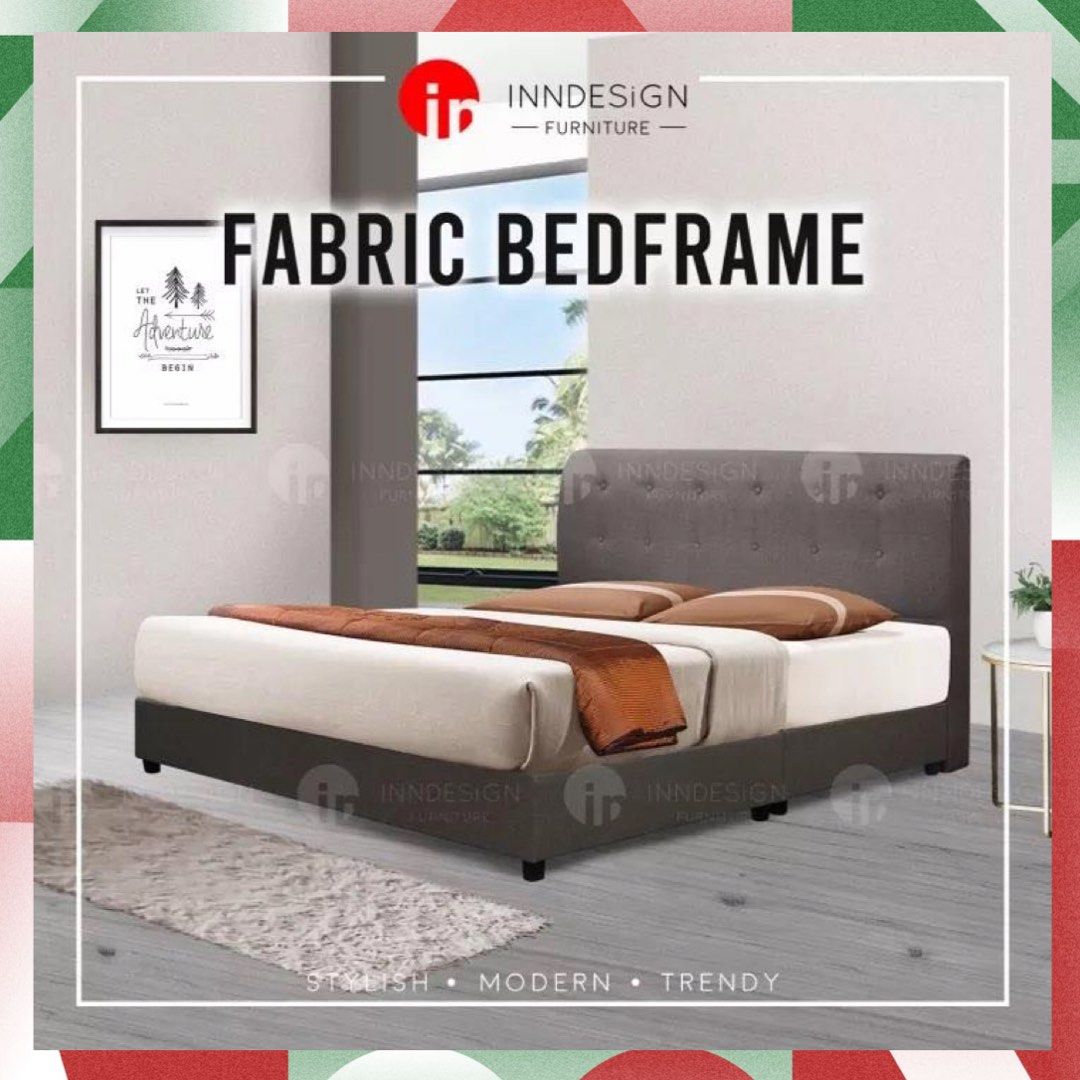 Bed Frame fabric material / Kilndried wood internal structure