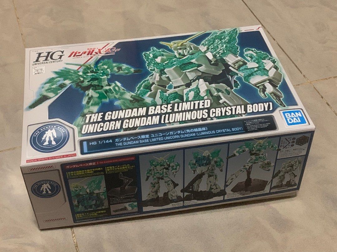 Bandai HG 1/144 RX-0 Unicorn Gundam Luminous Crystal Body – Édition Limitée The Gundam Base – Kit à Monter