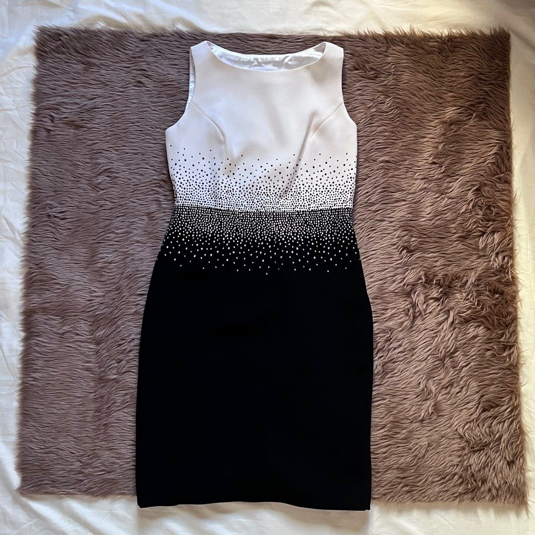 Calvin Klein Beaded Black & White Formal Dress, Women's Fashion, Dresses &  Sets, Dresses on Carousell