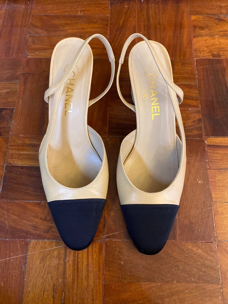 Chanel Classic Cap toe Slingbacks, Luxury, Sneakers & Footwear on Carousell