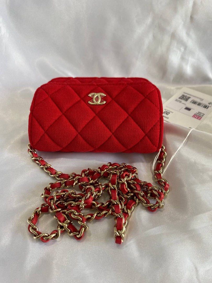chanel red clutch purse