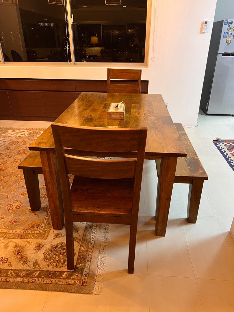 crate and barrel basque honey dining table