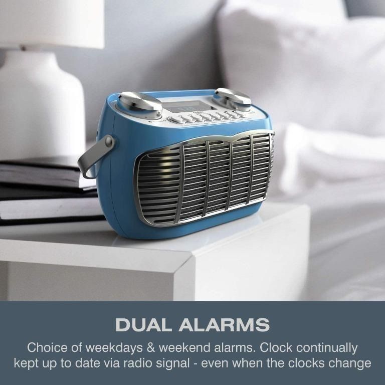 DETROIT DAB Radio Alarm Clock Bedside Mains Powered Or Battery DAB/DAB+
