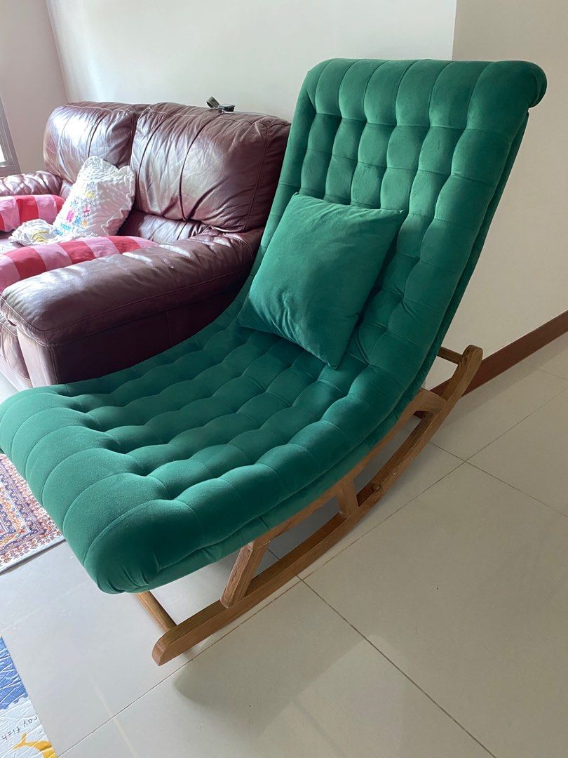 Emerald green rocking chair, Furniture & Home Living, Furniture, Sofas