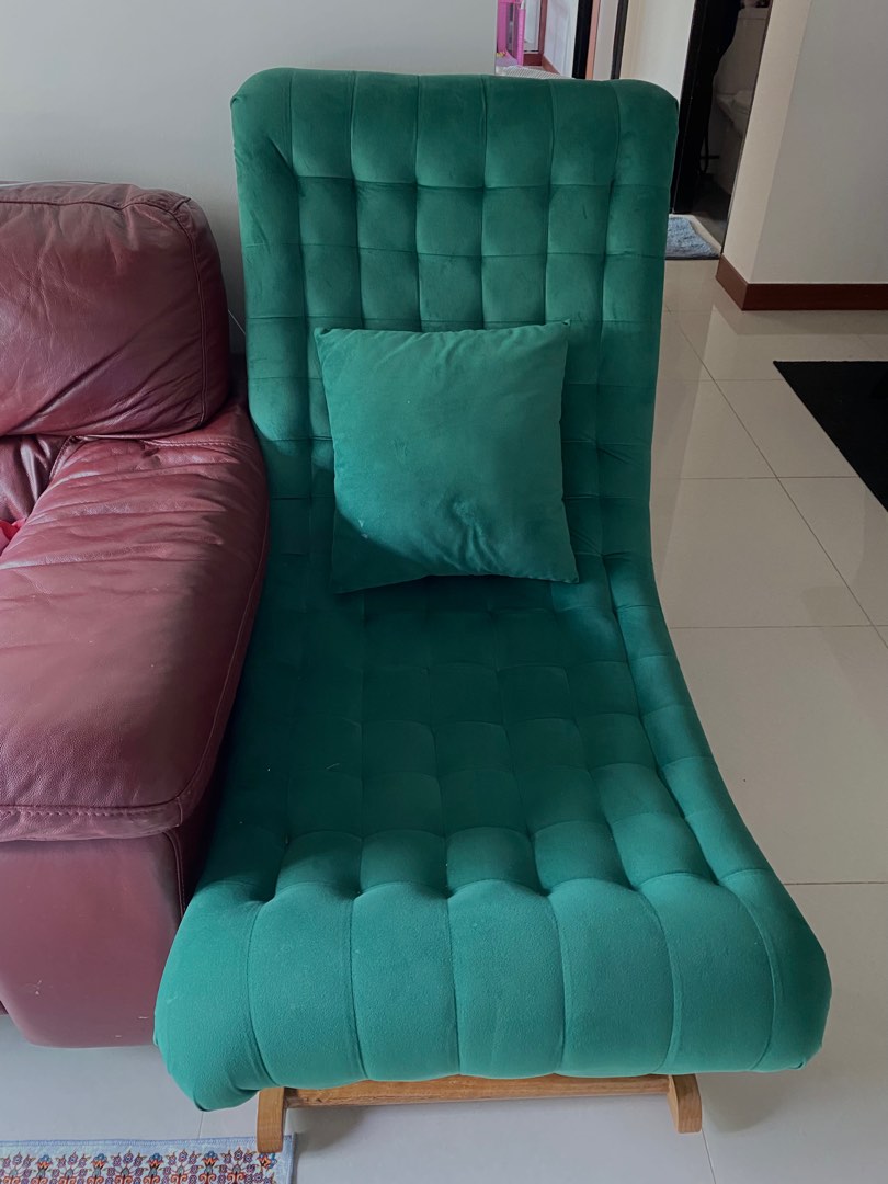 Emerald green rocking chair, Furniture & Home Living, Furniture, Sofas