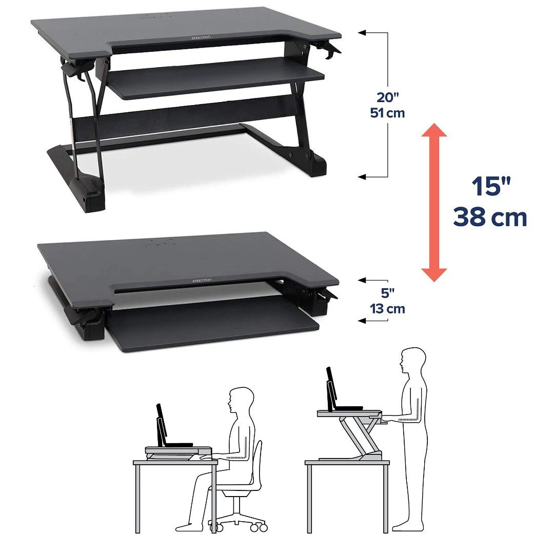 Ergotron WorkFitTL, Standing Desk Workstation (black with grey surface