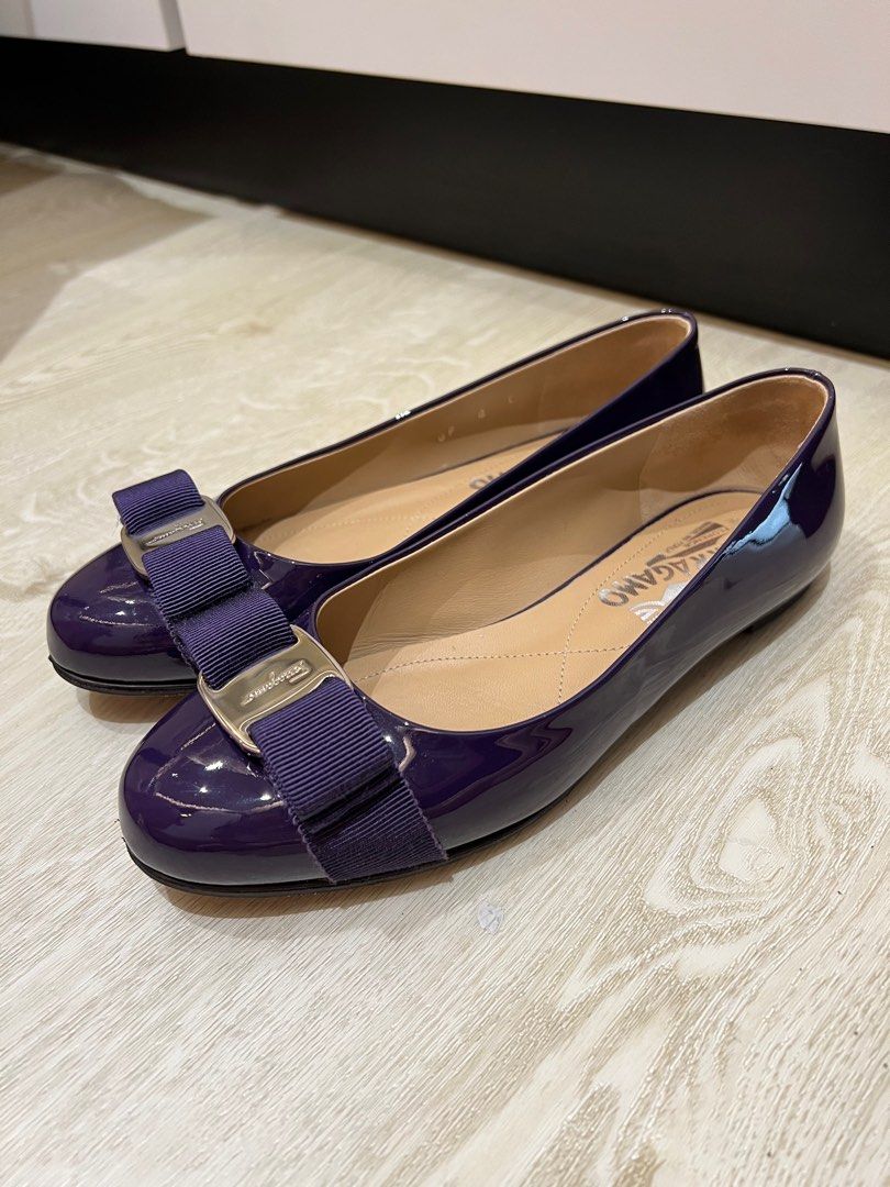 Purple leather flats cheap