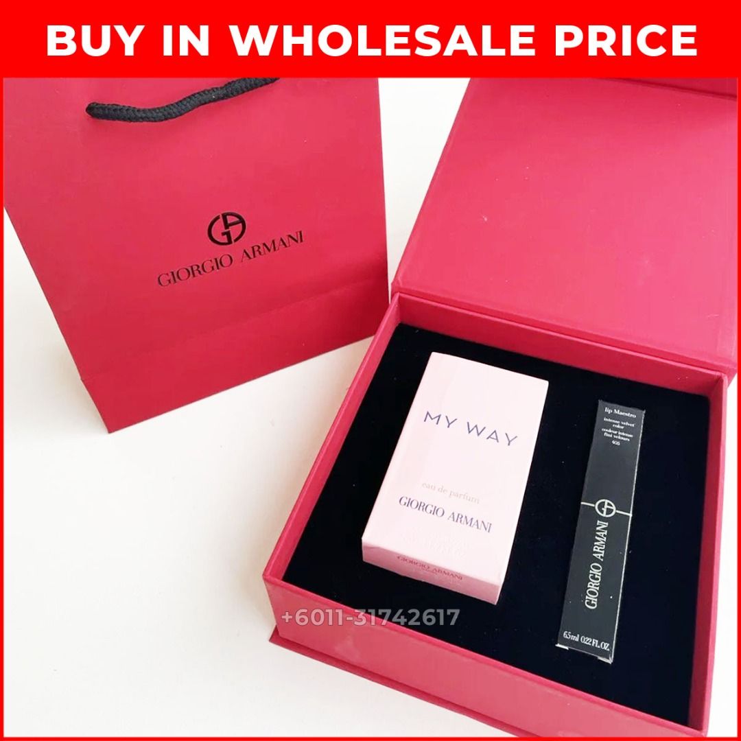 GIORGIO ARMANI RED BOX GIFT SET (MY WAY+405 LIPSTICK) FOR WOMEN WITH PAPER  BAG, Beauty & Personal Care, Fragrance & Deodorants on Carousell