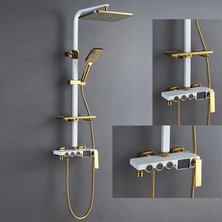 Gold White Shower Bathroom Set Accessories New Designs
