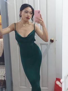 Green bodycon ruched dress