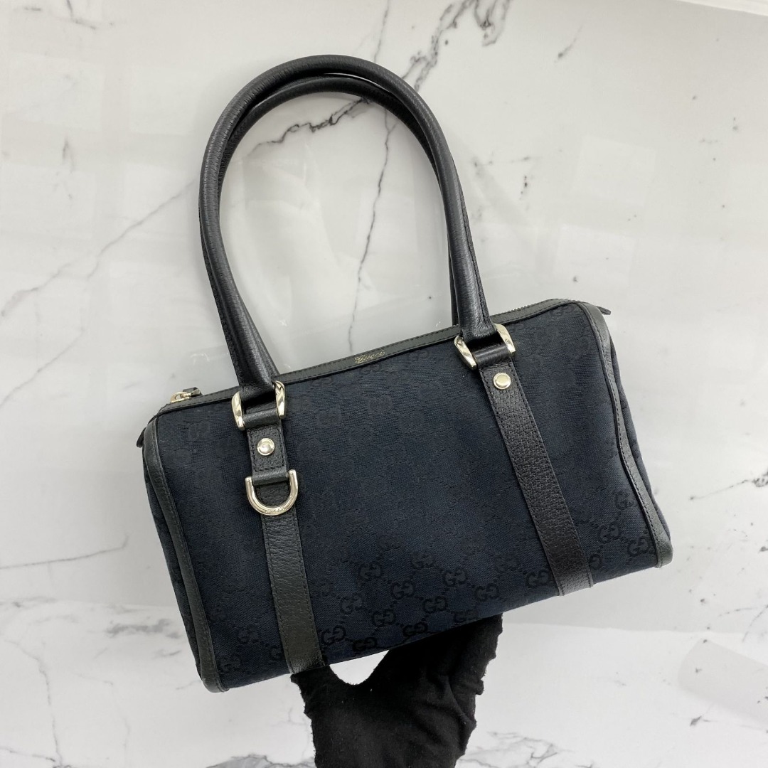 GUCCI 130942 NAVY CANVAS GG BOSTON BAG 227034070 TI Luxury Bags Wallets on Carousell