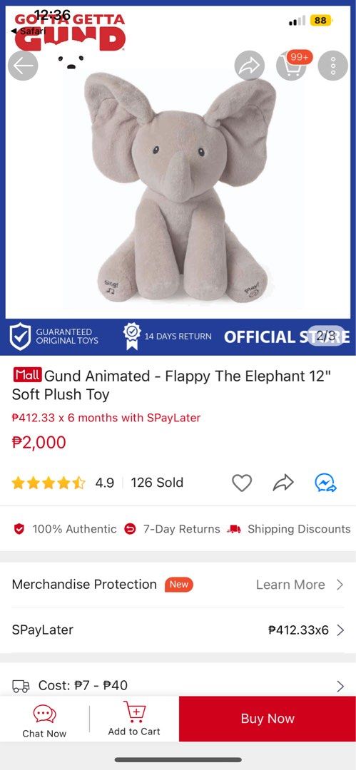 Gund singing elephant deals