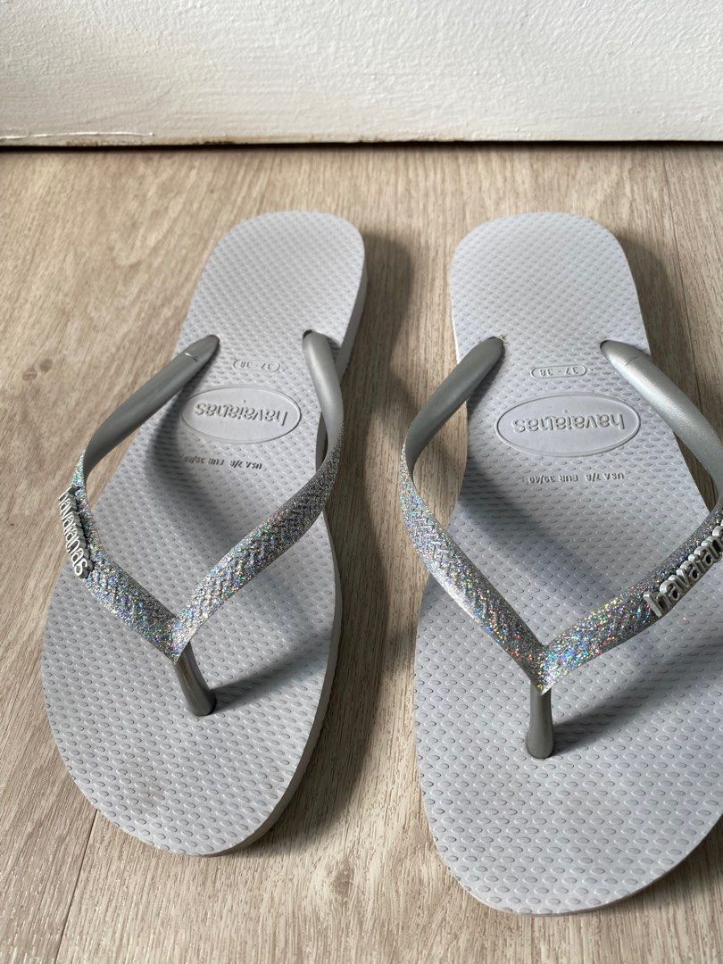Havaianas silver glitter flipflops