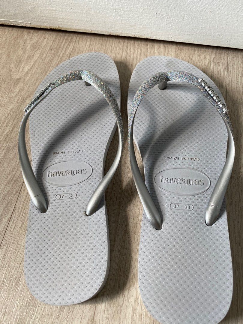 Havaianas silver glitter flipflops