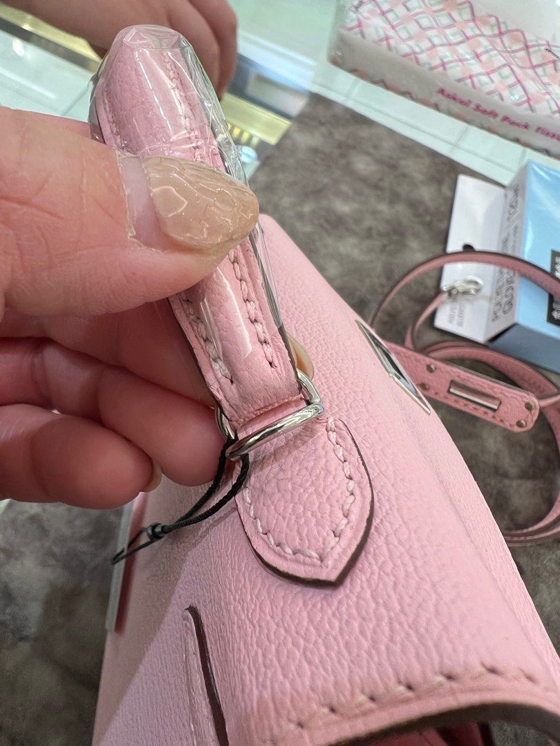 Unused kept Hermes mini kelly Pochette 5P bubblegum pink swift Phw