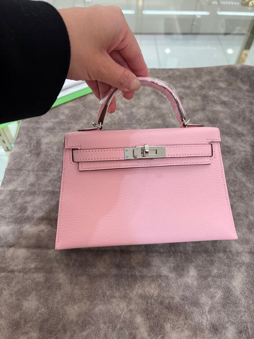 Hermes Mini Kelly 20 Sellier Bag in 5P Pink Bubblegum Epsom Leather with  Palladium Hardware in 2023