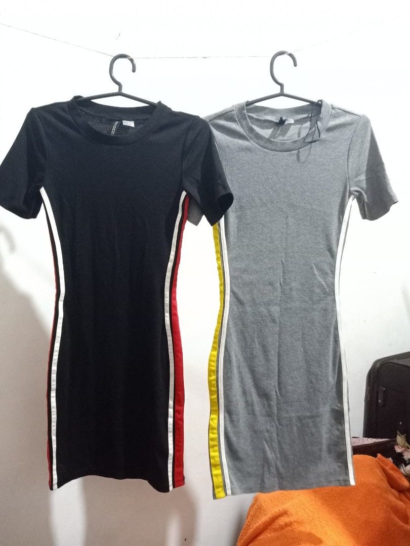 Bodycon dress with shop stripes down the side