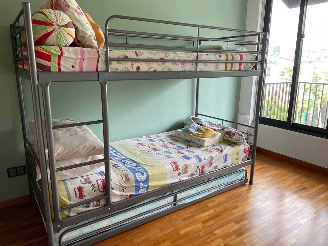 IKEA double bed with pull out bed frame, Furniture & Home Living