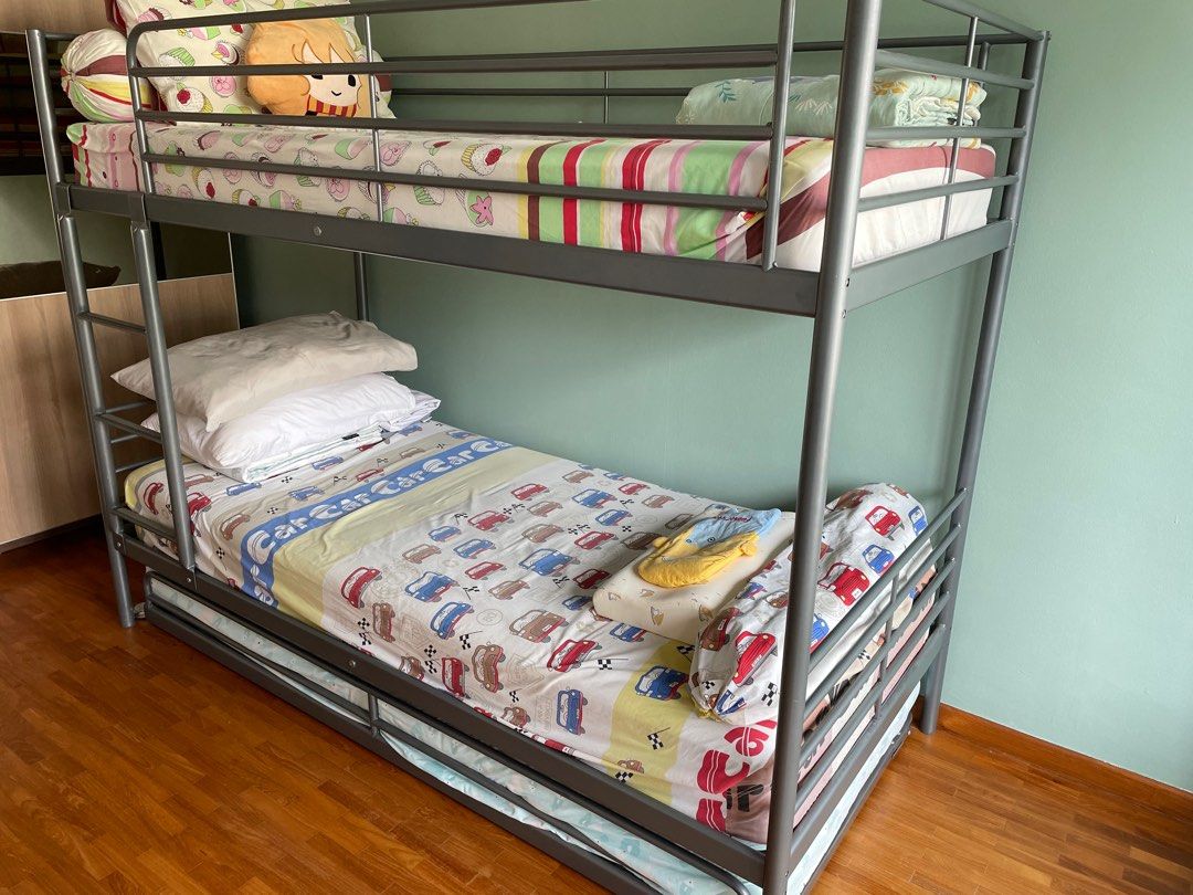 IKEA double bed with pull out bed frame, Furniture & Home Living