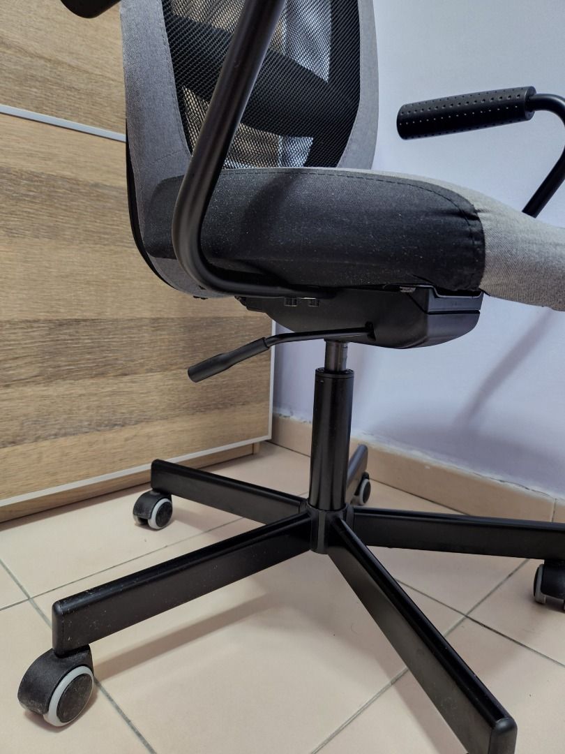 IKEA FLINTAN Office chair with armrests, grey/black (assembled