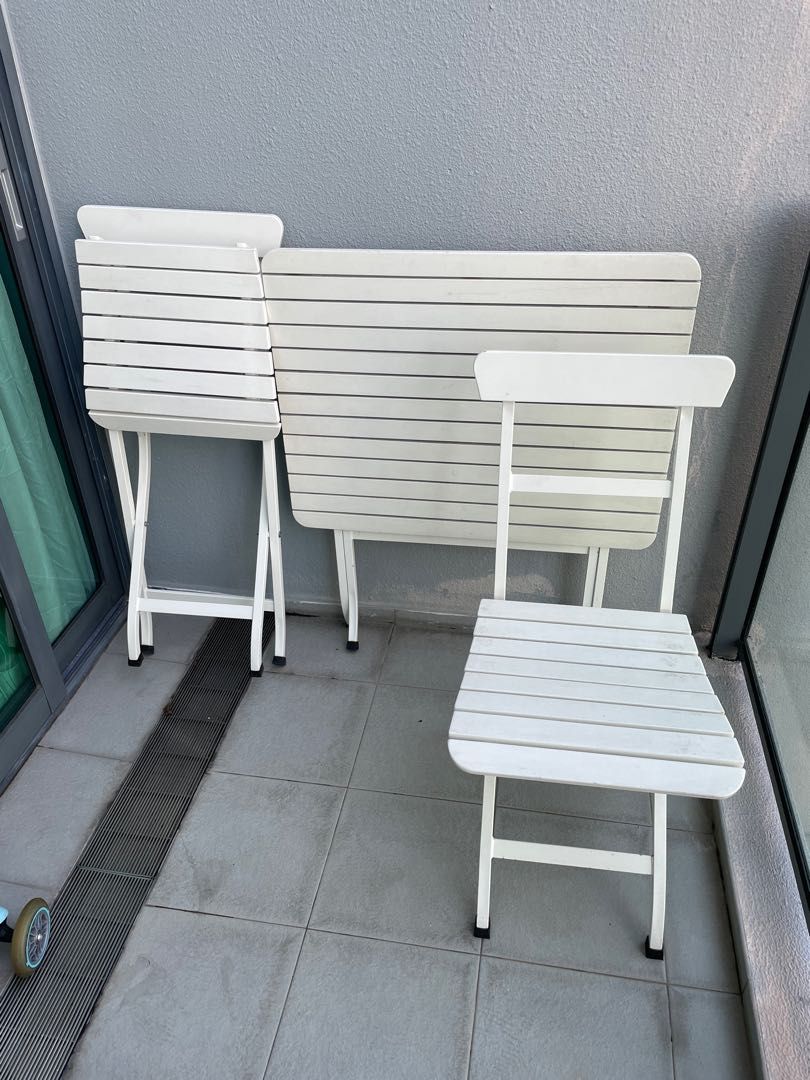 Ikea outdoor foldable table and chair x2 set, Furniture & Home Living