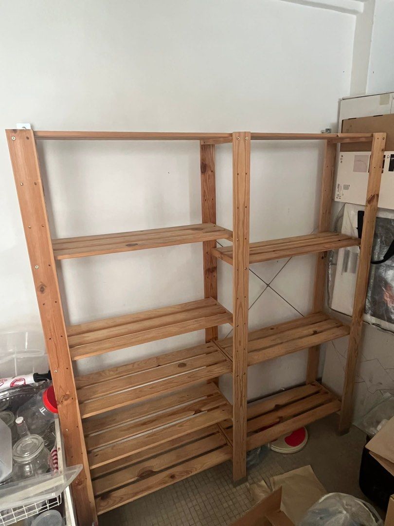 IKEA wooden shelves, Furniture & Home Living, Furniture, Shelves