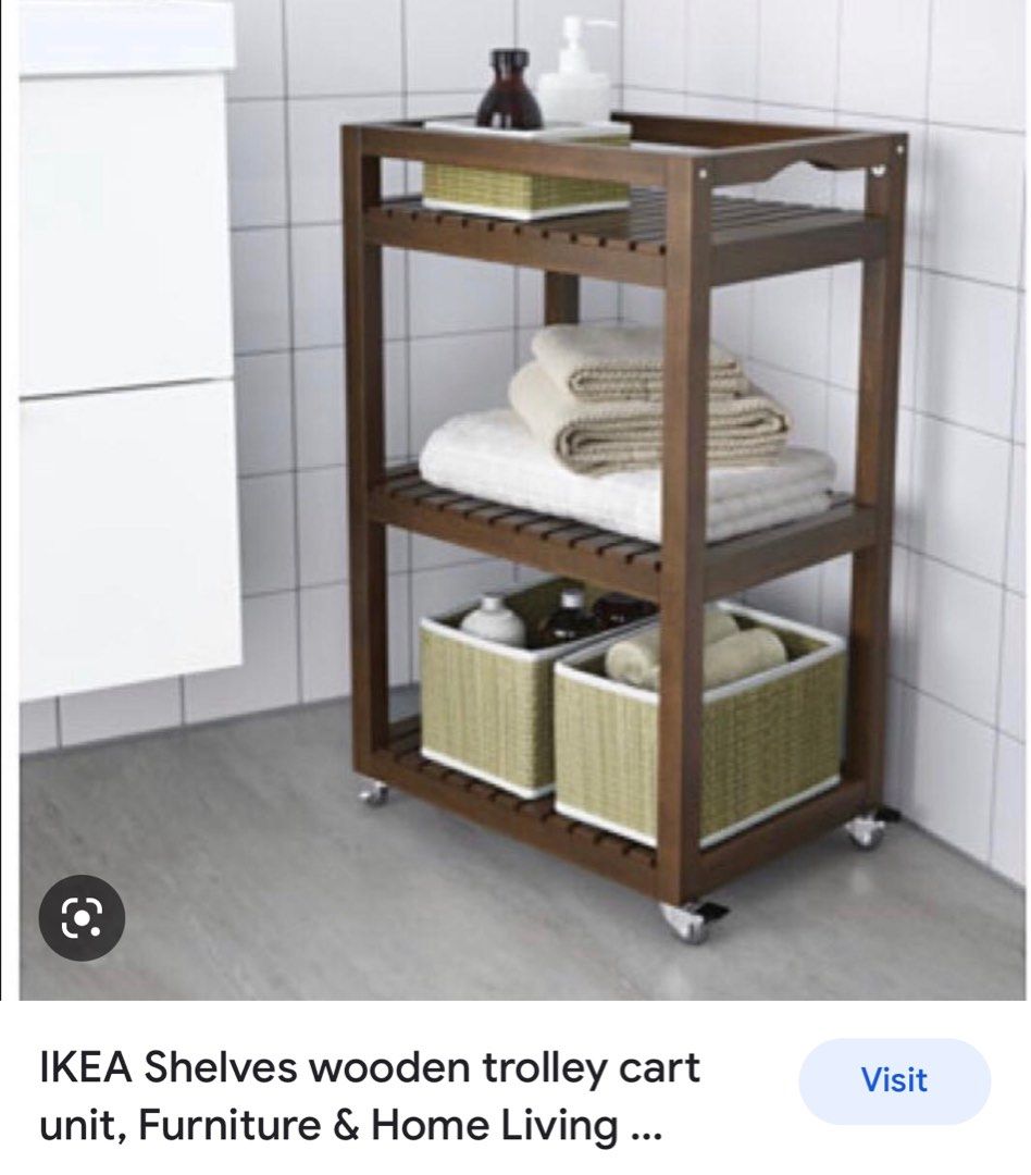 Ikea Wooden Trolley Cart (Molger), Furniture & Home Living, Furniture