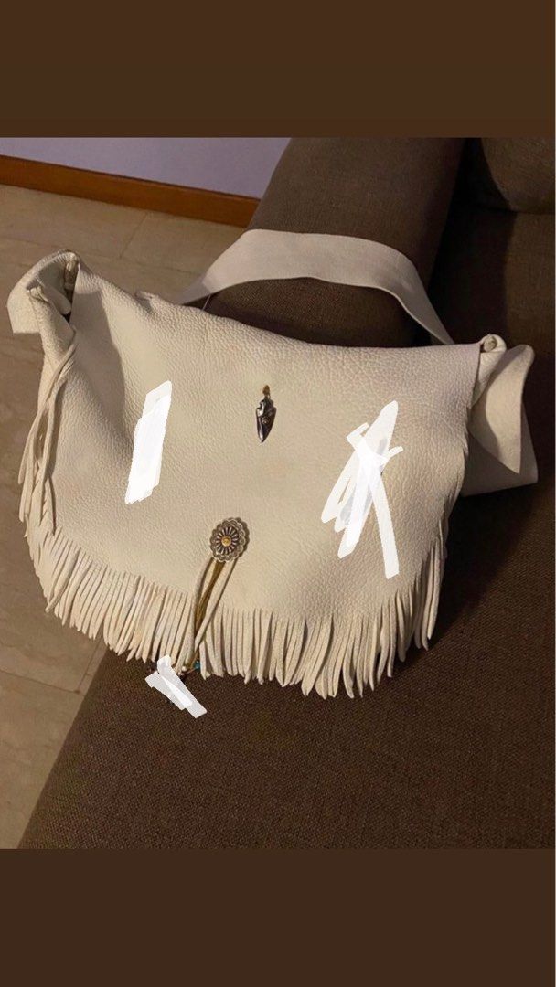 Larry Smith & Goros concho x3 White Deerskin Bag RARE*, Men's