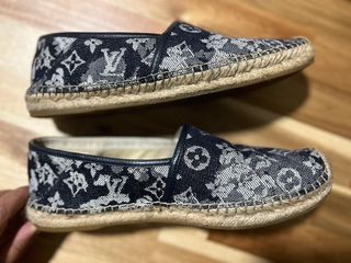 Louis Vuitton Espadrilles Monogram Canvas Blue Slip-On Tapestry