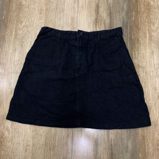 MONKI black front pockets A-line denim skirt