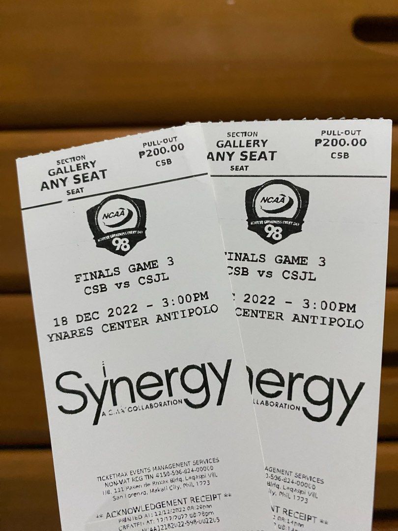 NCAA FINALS GAME 3 CSB VS CSJL, Tickets & Vouchers, Event Tickets on