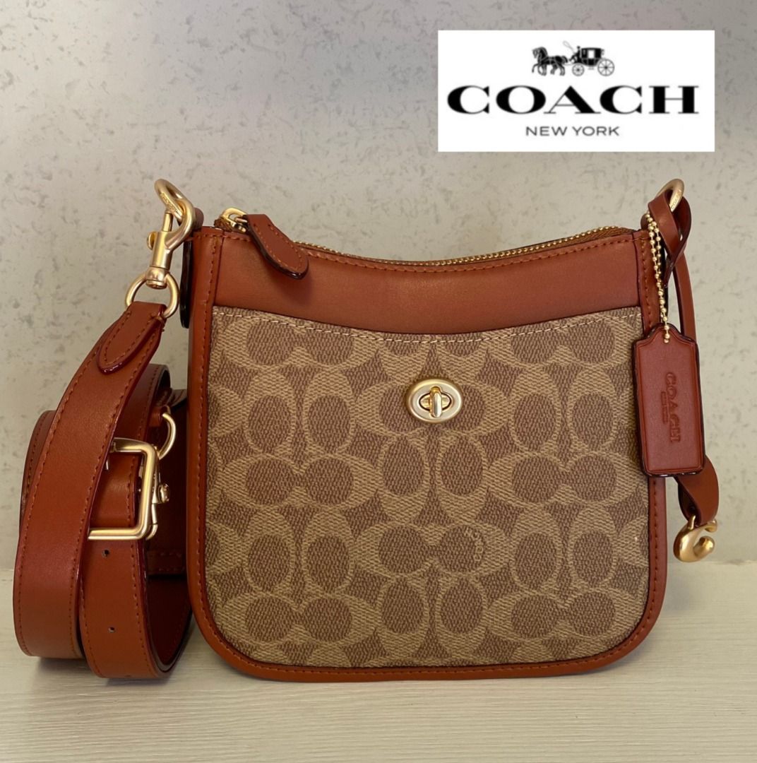 Coach Coated Canvas Signature Chaise Crossbody - Tan Rust