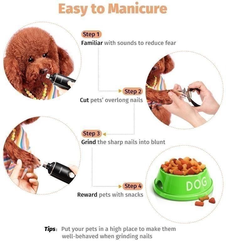 OMORC Electric Dog Nail Grinder Ultra Quiet Dog Nail File Pet Nail Grinder Trimmer with 2 Grinding Wheels for Gentle trimming smoothing Small Medium Large Dogs Cats Pets Paw 4 Ports Pet Supplies