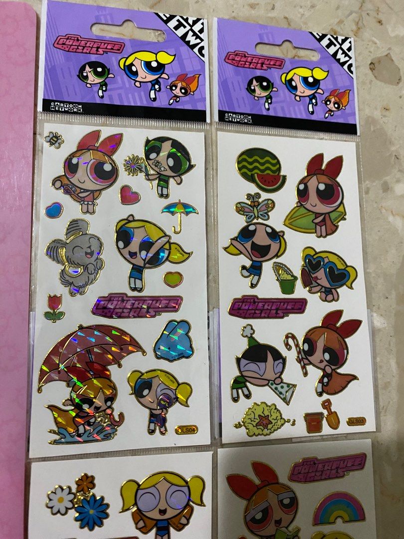 Power Puff Girl Stickers & plastic file, Hobbies & Toys, Stationery ...