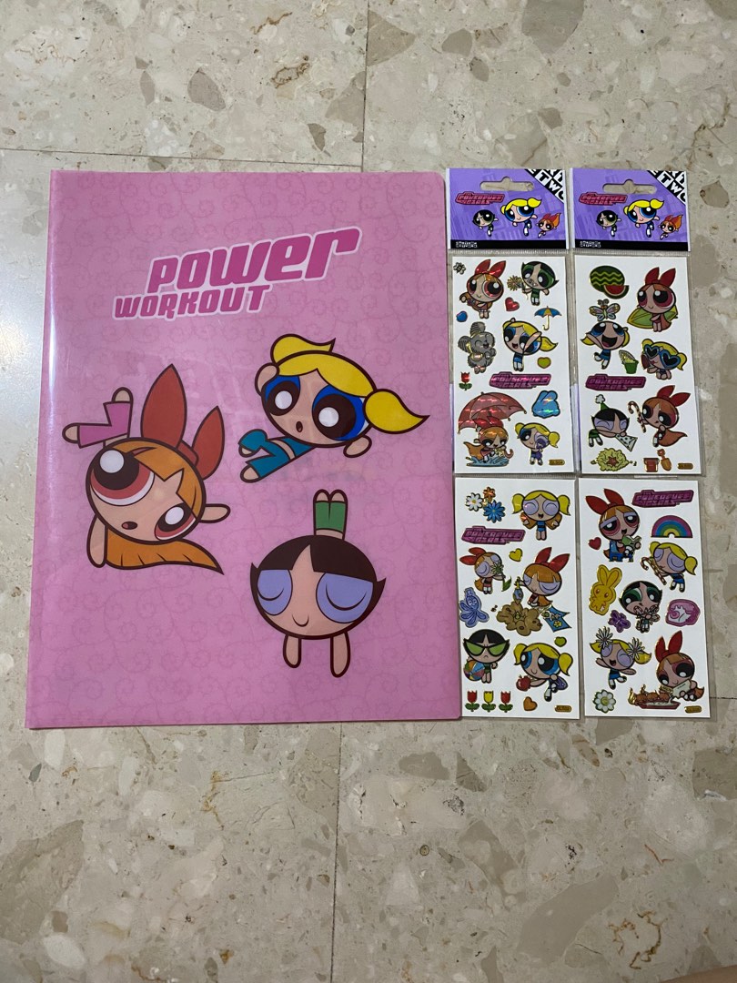 Power Puff Girl Stickers & plastic file, Hobbies & Toys, Stationery ...