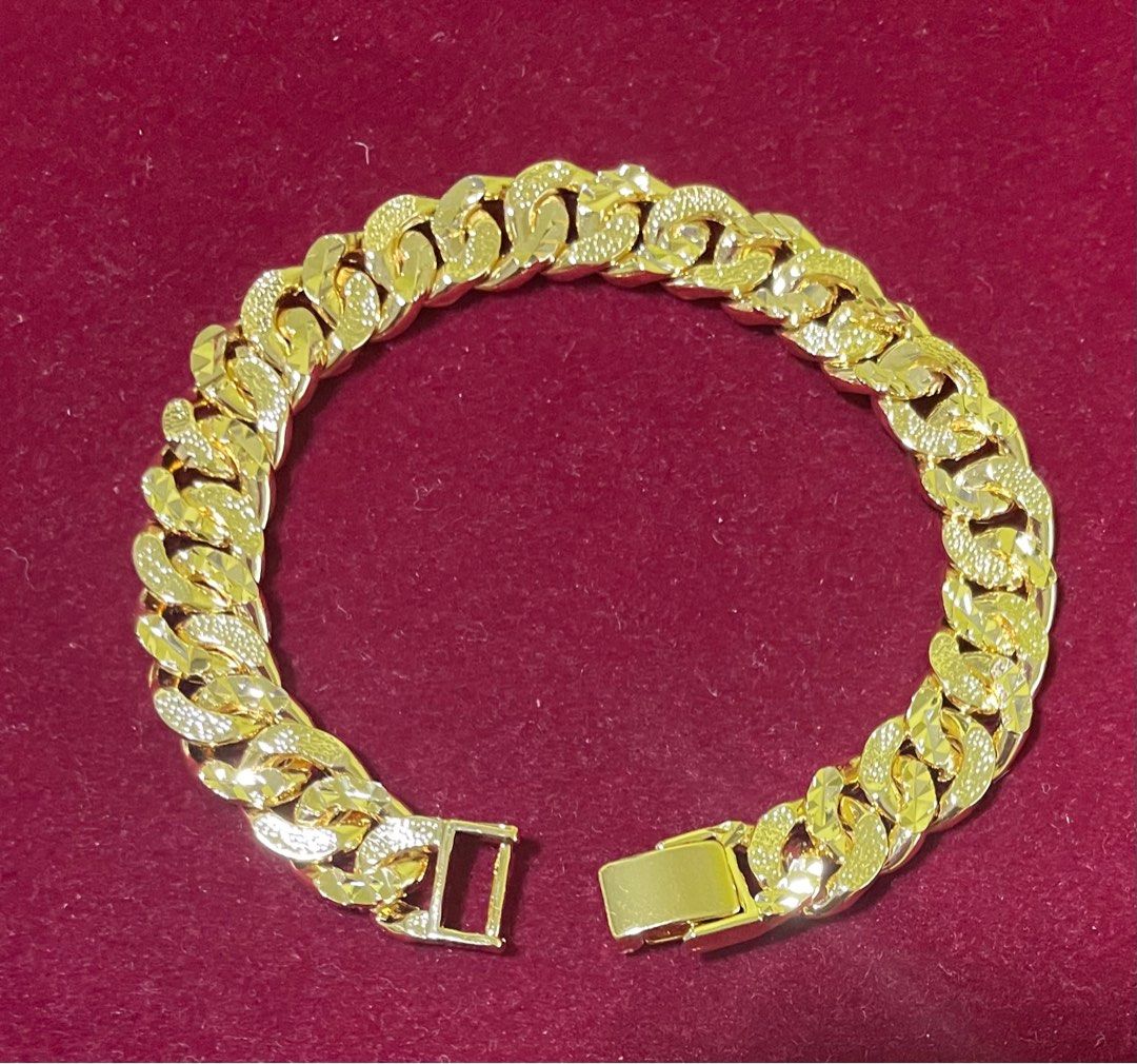 gold plated engraved bracelet