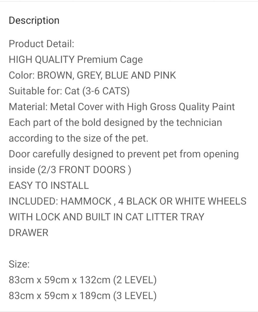 Premium Cat Cage (2 level), Pet Supplies, Homes & Other Pet Accessories